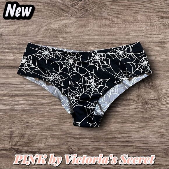 New PINK by Victoria’s Secret Cheekster Panty – Spiderweb Print, Size L - Picture 1 of 4